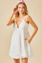 White Double Strap Bubble Skirt Mini Dress