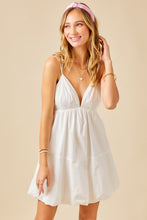 White Double Strap Bubble Skirt Mini Dress