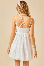 White Double Strap Bubble Skirt Mini Dress