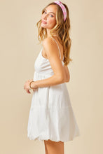 White Double Strap Bubble Skirt Mini Dress