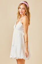 White Double Strap Bubble Skirt Mini Dress