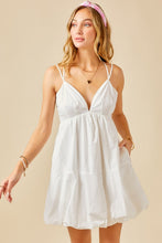 White Double Strap Bubble Skirt Mini Dress