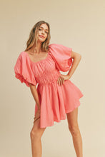Pink Punch Bubble Sleeve Flared Mini Dress