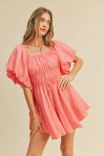 Pink Punch Bubble Sleeve Flared Mini Dress