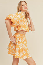 Yellow Plumeria Floral One Shoulder Top And Skirt Set