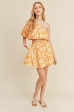 Yellow Plumeria Floral One Shoulder Top And Skirt Set