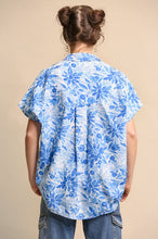 Blue Floral Printed and Oversize Poplin Shirts