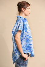 Blue Floral Printed and Oversize Poplin Shirts