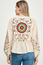 Cream Embroidery & Trimmed Top