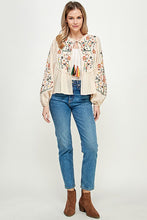 Cream Embroidery & Trimmed Top