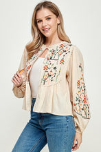 Cream Embroidery & Trimmed Top