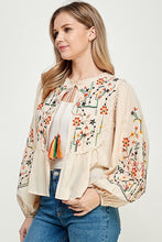 Cream Embroidery & Trimmed Top
