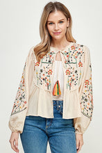 Cream Embroidery & Trimmed Top