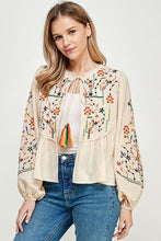 Cream Embroidery & Trimmed Top