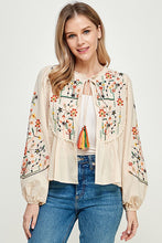 Cream Embroidery & Trimmed Top