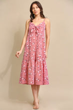 Red Gingham and Floral Knotted Detail Cami Dress