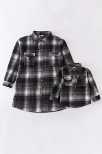 Grey Plaid Button Down Mommy & Me Shirt