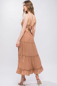 Clay Crochet Layered Panels Long Dress