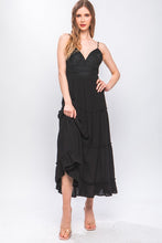 Black Crochet Layered Panels Long Dress