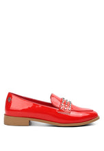 Red Meanbabe Semicasual Stud Detail Patent Loafers