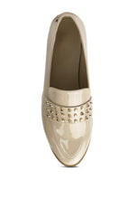 Beige Meanbabe Semicasual Stud Detail Patent Loafers