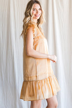 Gold Organza Frilled Neck Dress