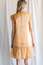 Gold Organza Frilled Neck Dress