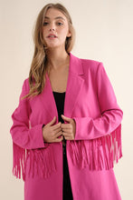 Hot Pink Double Breasted Fringe Blazer