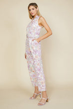 Lavender Woven Twill Floral Zip-Up Jumpsuit