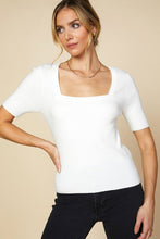 Off White Square Neck Knit Top