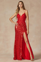 Red Machine Sequin Gown With Corset Bodice Prom Gown