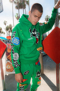 Green Spring Break Chenile Patch Graphic Hoodie