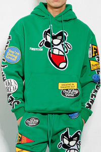 Green Spring Break Chenile Patch Graphic Hoodie