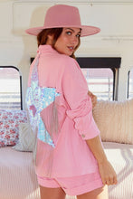 Pink Fringe Sequin Star Patch Twill Jacket