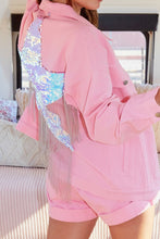 Pink Fringe Sequin Star Patch Twill Jacket