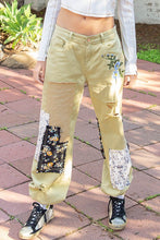 Pistachio Embroidered Patchwork Detail Jogger Pants