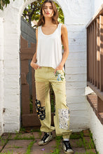 Pistachio Embroidered Patchwork Detail Jogger Pants