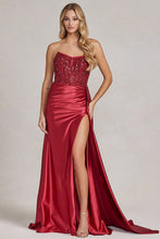 Burgundy Embellished Illusion Top Side Overskirt