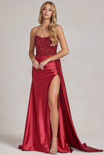 Burgundy Embellished Illusion Top Side Overskirt