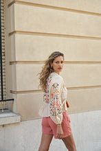 Cream Embroidery & Trimmed Top