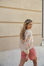 Cream Embroidery & Trimmed Top