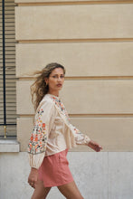 Cream Embroidery & Trimmed Top