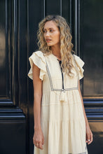 Natural Trim Detailed Midi Dress