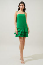 Kelly-Green Chateau Satin One Shoulder Twist Front Midi Dress