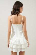 White Chateau Satin One Shoulder Twist Front Midi Dress