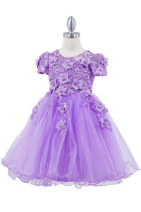 Lilac Cap Sleeve 3D Dress