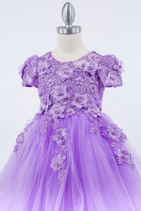 Lilac Cap Sleeve 3D Dress
