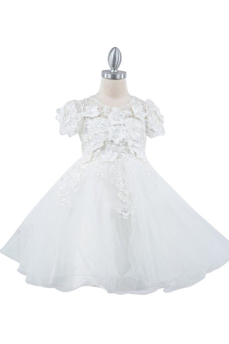 White Cap Sleeve 3D Dress