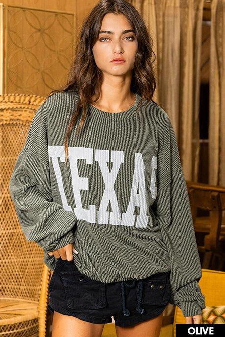 Olive Texas Comfy Graphic Sweatshirt