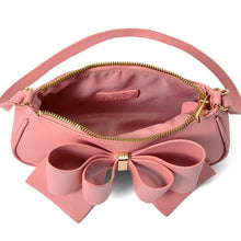 Rose Pink Willow Bow Baguette Shoulder Bag